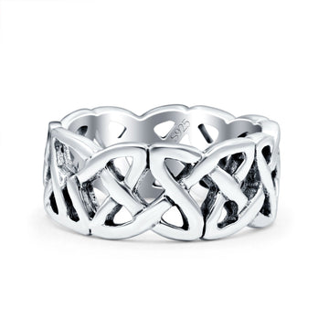 Celtic Oxidized Band Solid 925 Sterling Silver Thumb Ring (7mm)